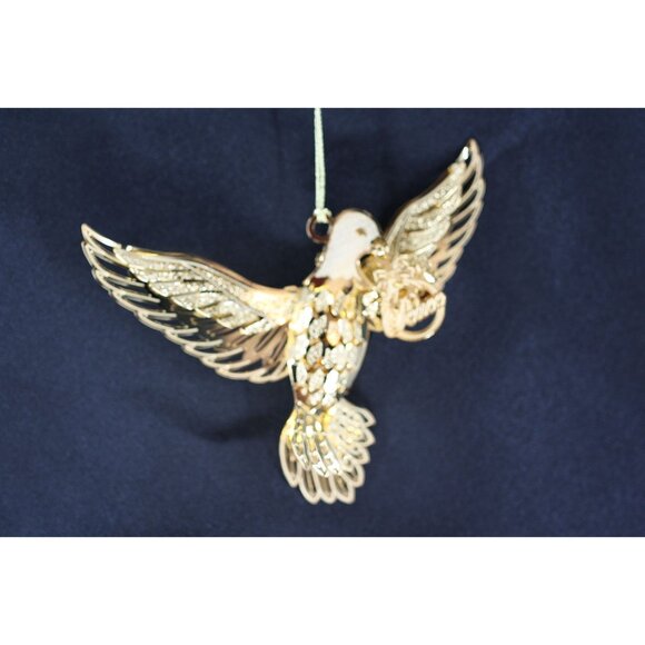 Danbury Mint 2019 Gold-Plated Dove Christmas Ornament With "Peace" Charm - Picture 1 of 3